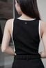  Tank top đen dọc sườn trắng - tim chữ trắng 
