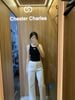  Tank top đen dọc sườn trắng - tim chữ trắng 
