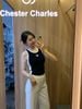  Tank top đen dọc sườn trắng - tim chữ trắng 