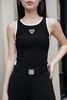  Tank top đen dọc sườn trắng - tim chữ trắng 