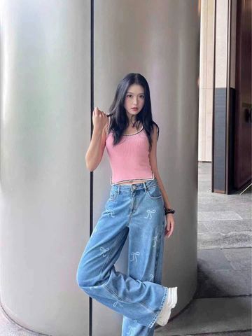  Tank top hồng - viền đen 