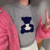  Áo len cashmere xám hình gấu 