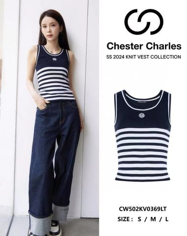  1.Tanktop kẻ - logo vô lăng tàu thuỷ 