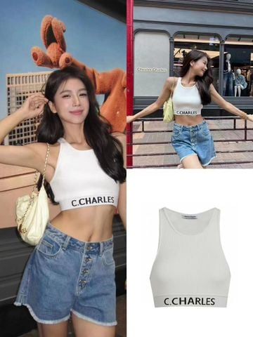  Áo tank top croptop trắng 