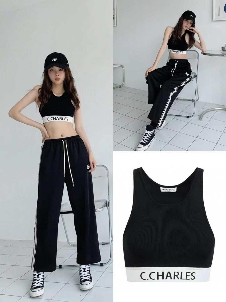  Áo tank top croptop đen 