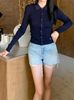  Áo Polo navy dài tay- hoa nhí 