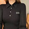  Áo đen cashmere kim tuyến - cổ polo 