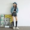  Bộ áo khoác jean và quần sooc jean 2 túi trước set 