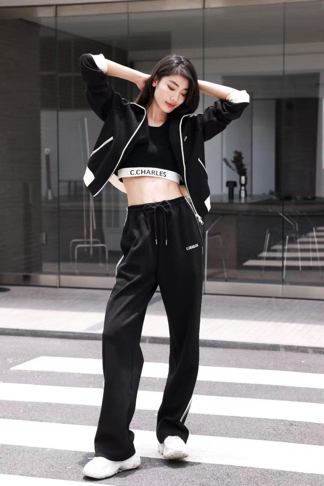  Quần nỉ đen sọc trắng (SET) 