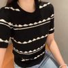  Áo len ngắn tay đen ziczac 