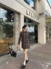  Bộ áo Vest kẻ và chân váy chữ A kẻ set 