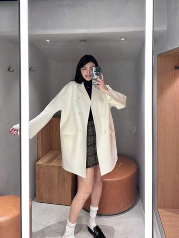  Áo dạ ép dài màu kem 