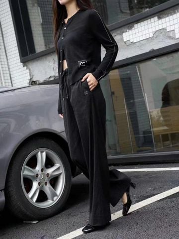  Quần lanh kẻ đen - cạp chun, dây rút 