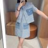  Áo denim ngắn tay, 2 túi ngực 