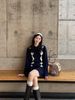  Áo len polo navy họa tiết trám trắng 