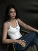  Áo tank top trắng viền đen CC 