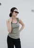  Áo tanktop xanh rêu- chữ Hongkong 