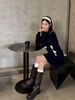  Áo len polo navy họa tiết trám trắng 
