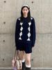  Áo len polo navy họa tiết trám trắng 
