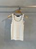  Tanktop trắng vân logo nổi + cổ viền chữ 