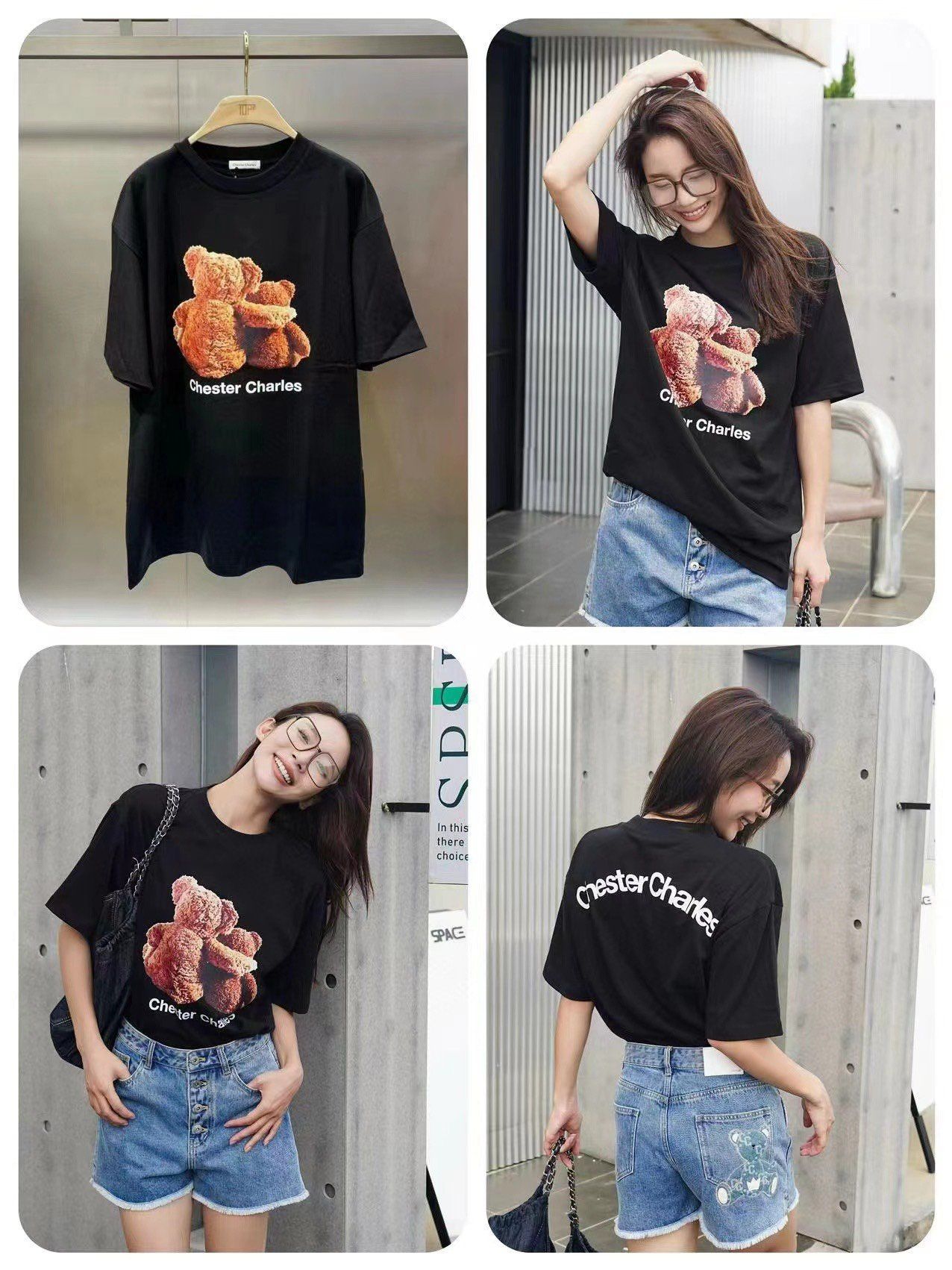  Áo phông đen gấu vàng đôi 