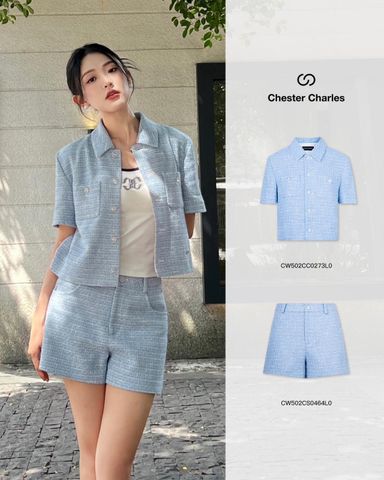  Quần short dạ tweed xanh 