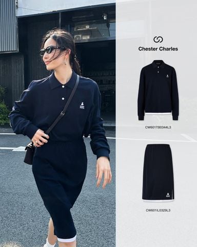  2.Chân váy navy gấu, chữ tà trắng(SET) 