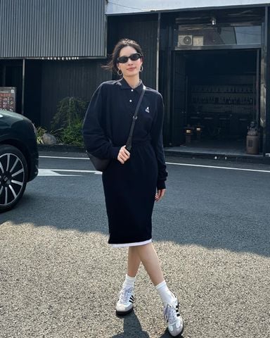  2.Chân váy navy gấu, chữ tà trắng(SET) 