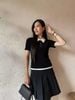  Áo Polo ngắn tay đen- Cổ trắng 