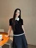  Áo Polo ngắn tay đen- Cổ trắng 