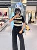  Áo ngắn tay đen kẻ trắng 