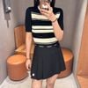  Áo ngắn tay đen kẻ trắng 