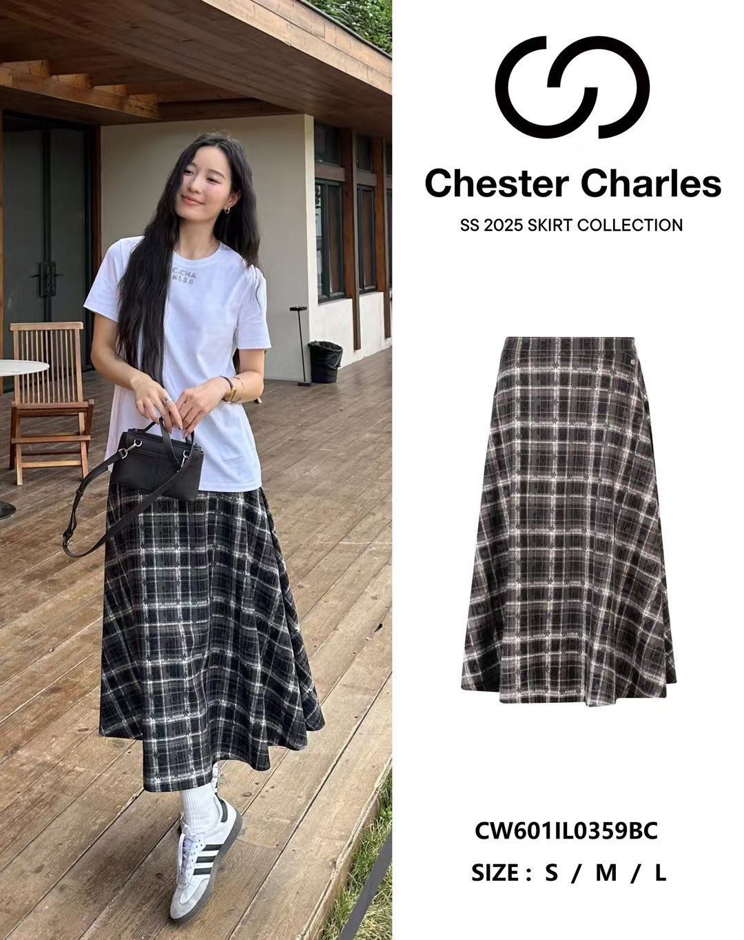  Chân váy caro kẻ CH SET 