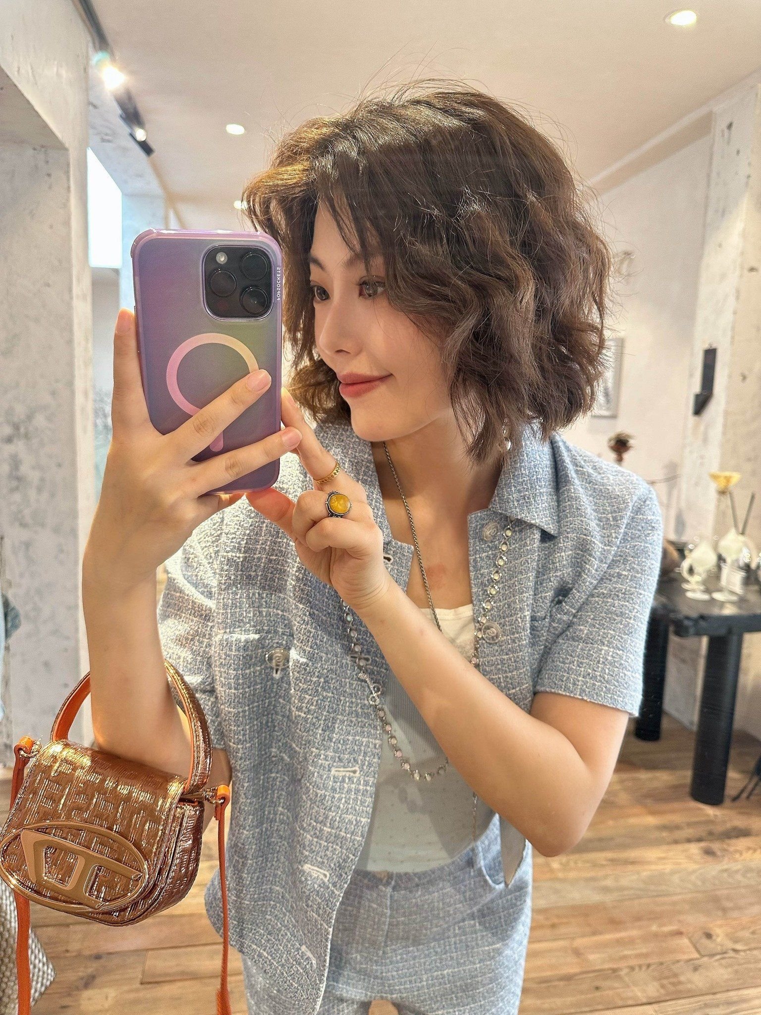  Quần short dạ tweed xanh 