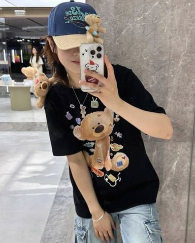  Áo phông Đen/Hồng/Trắng 