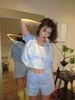  Quần short dạ tweed xanh 