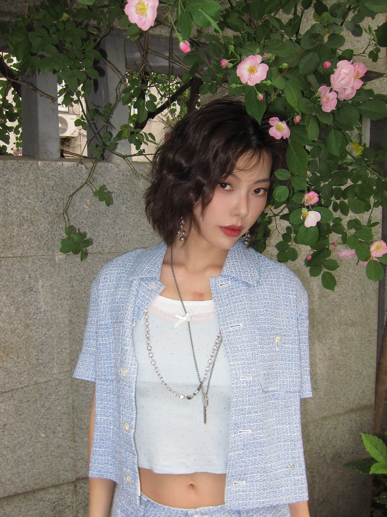  Quần short dạ tweed xanh 