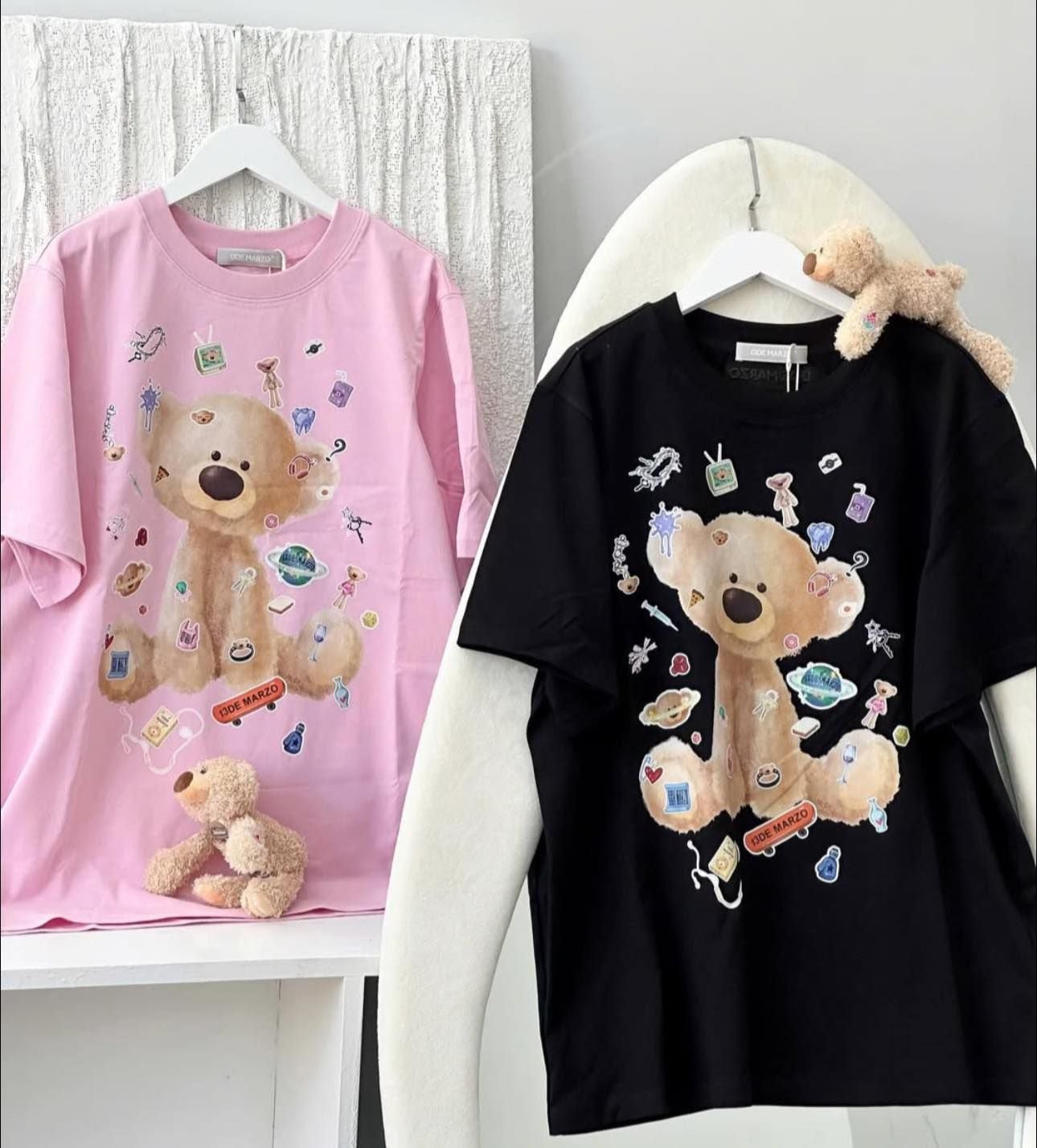  Áo phông Đen/Hồng/Trắng 