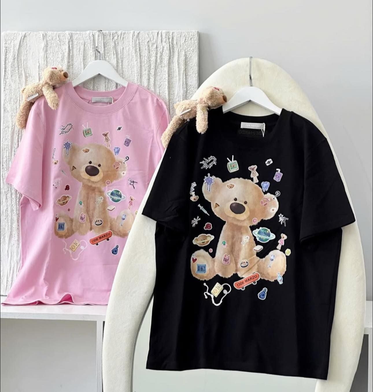  Áo phông Đen/Hồng/Trắng 