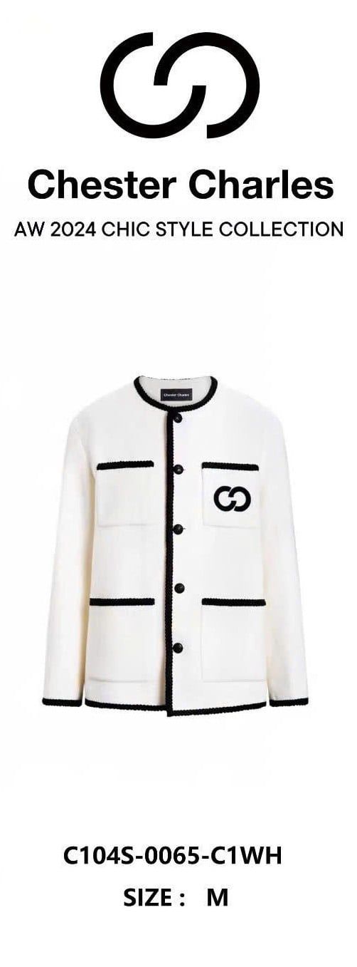  Áo dạ tweed trắng ,viền đen 