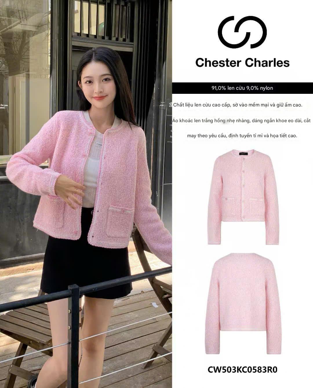 Áo CDG hồng phấn wool 
