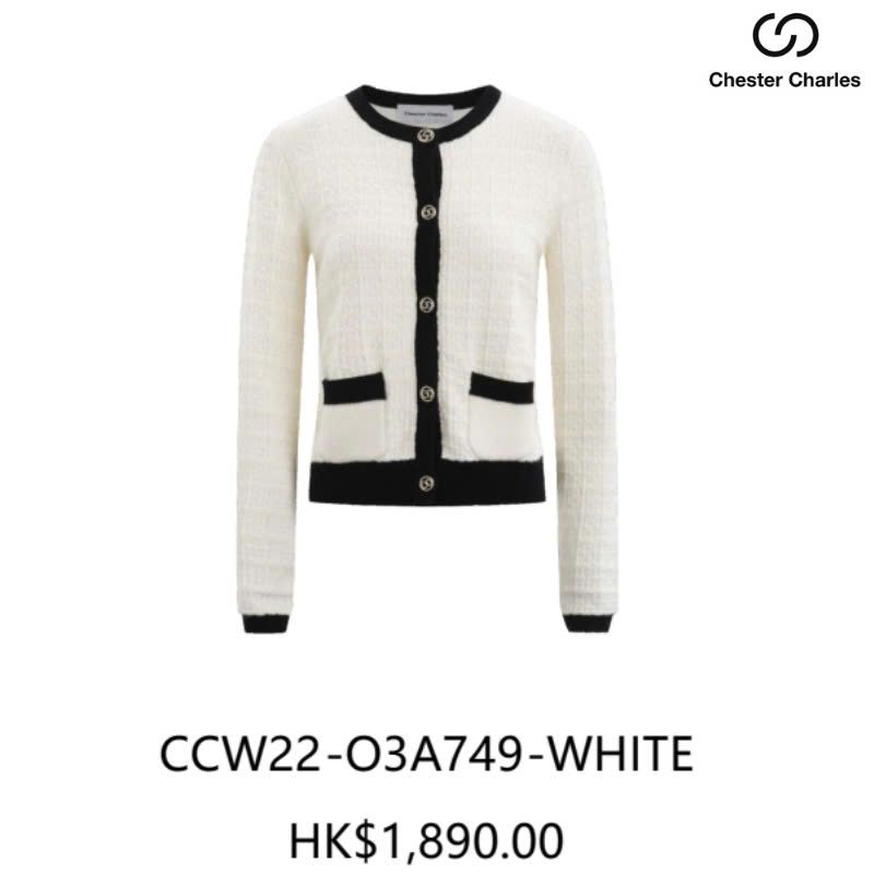  CDG trắng viền đen, cúc đính đá 