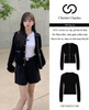  CDG len đen, 2 túi, Viền trắng nhỏ 