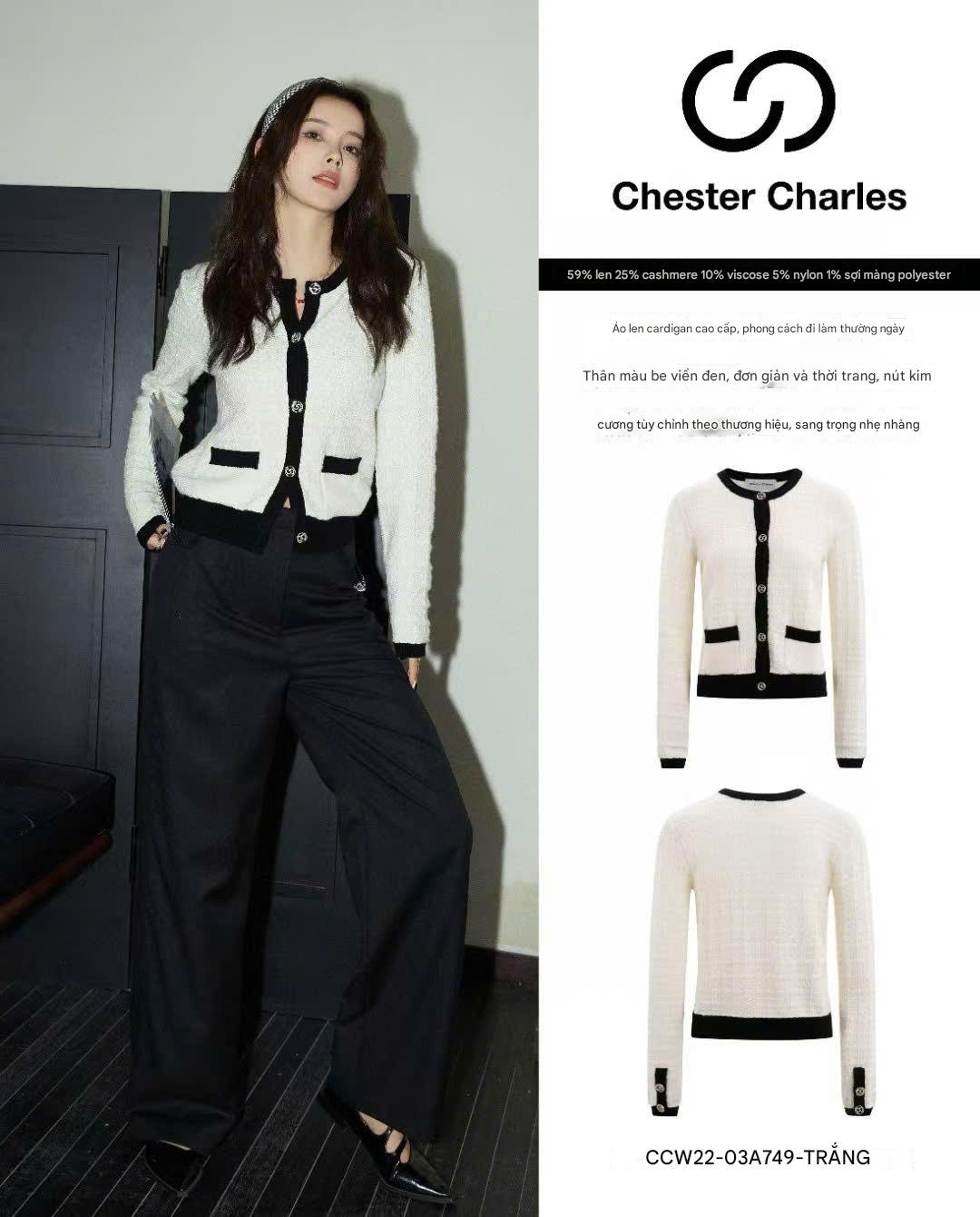  CDG trắng viền đen, cúc đính đá 