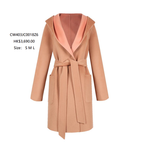  Áo dạ 2 mặt có mũ hồng be 