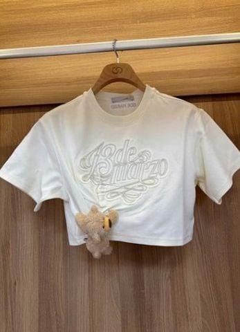  Áo ngắn tay kem - chữ logo thêu nổi trước ngực 