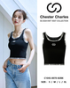  Tank top đen, viền trắng chữ chạy 