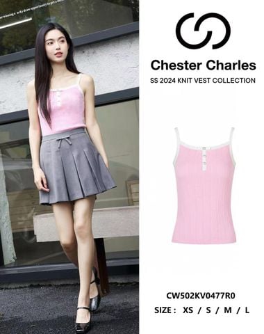  Áo 2 dây hồng- nơ nhỏ 