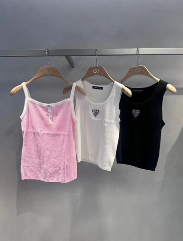  Áo 2 dây hồng- nơ nhỏ 