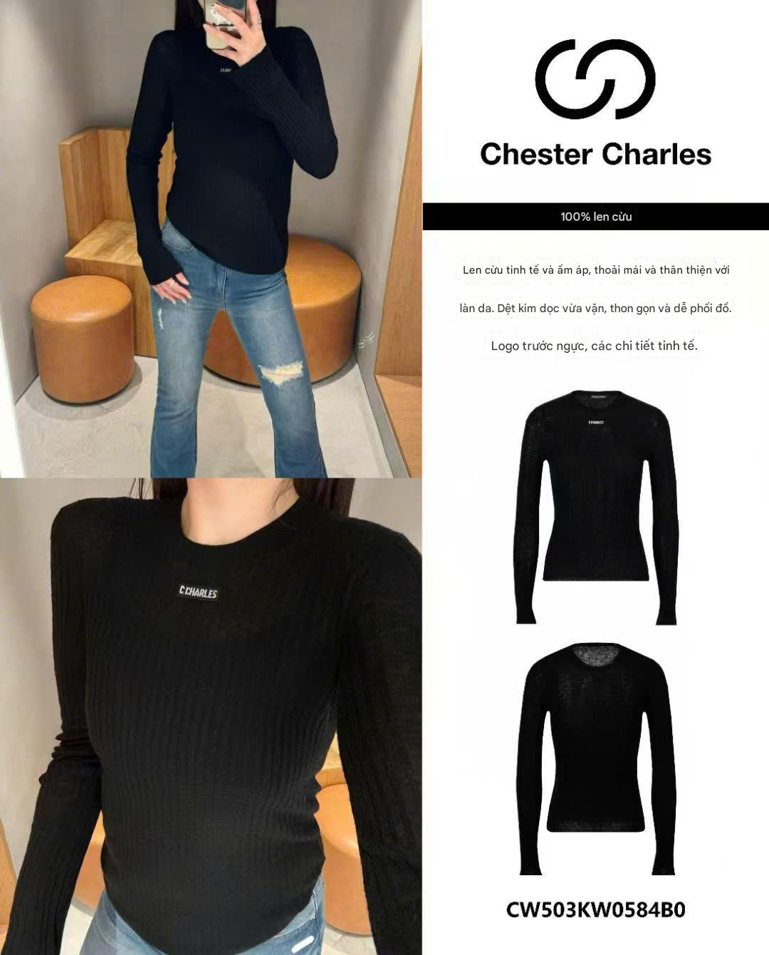  Áo len đen mỏng - chữ CC 